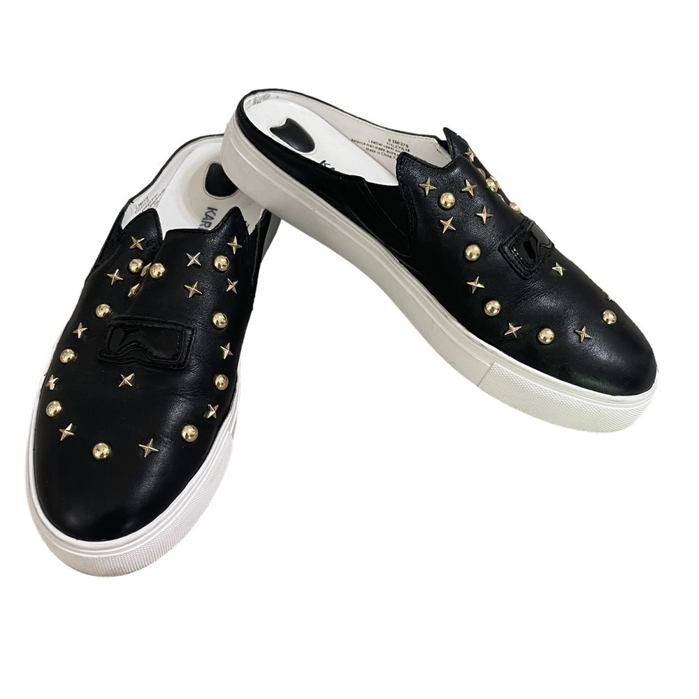Karl Lagerfeld Paris "Eisley" Slip On Mule Sneakers in Black and Gold Size 6.5 - Picture 5 of 9